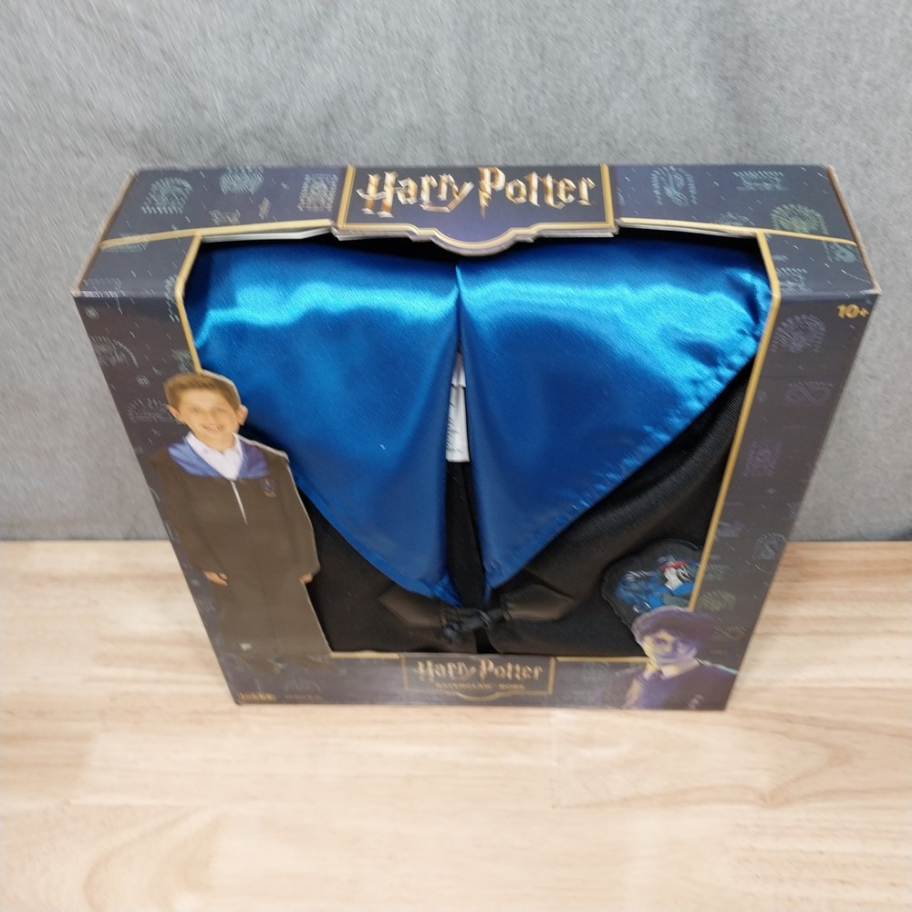 Harry Potter Ravenclaw Robe Kids Hooded Costume Wand Pocket 10-12x Black Blue - Picture 4 of 7